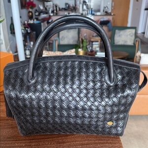 Bally Black Woven Leather Shoulder Bag
